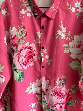 Women's Pink Floral Button-Down Blouse